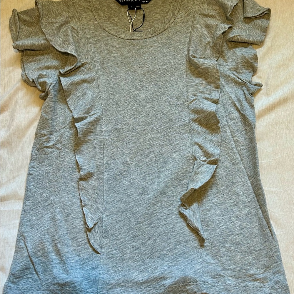 NWT Veronica Beard Bea s/s ruffle Tee sz.S